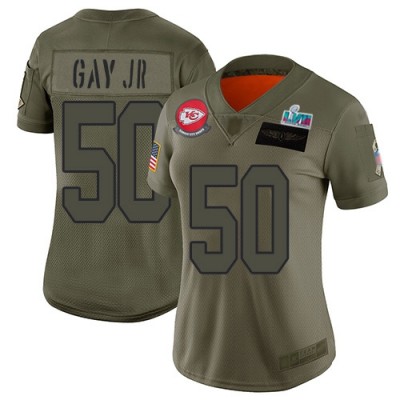 Nike Kansas City Chiefs #50 Willie Gay Jr. Camo Super Bowl LVII Patch Women's Stitched NFL Limited 2019 Salute To Service Jersey